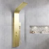 Colonne de douche Effet Pluie - 140x20cm - Acier inoxydable Or brossé