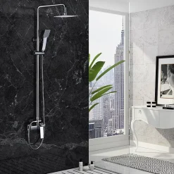 Colonne de douche ELAN Mitigeur monocommande Chromé BrillantOr brosséBlanc matChroméNoir matCanon de fusil couleur Chromé Brill