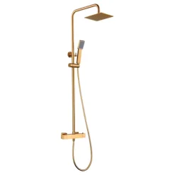 Colonne de douche ELAN Thermostatique Or brosséChroméNoir matCanon de fusilOr brosséBlanc mat couleur Or brossé largeur