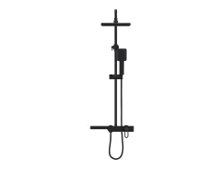 Colonne de douche en acier inoxydable avec tablette - Noir mat - Hauteur réglable - JIZEO