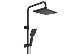 Colonne de douche en acier inoxydable avec tablette - Noir mat - Hauteur réglable - JIZEO