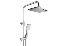 Colonne de douche en acier inoxydable avec tablette - Brush nickel - Hauteur réglable - JIZEO