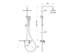 Colonne de douche en acier inoxydable avec tablette - Brush nickel - Hauteur réglable - JIZEO