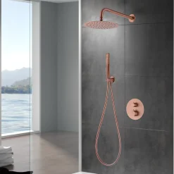 Colonne de Douche Encastrée Thermostatique Anti-Calcaire Or Rose Cuivré IMEX NAPOLES GTN047/ORC
