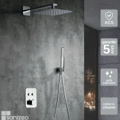 Colonne de Douche Encastrée Thermostatique Anti-Calcaire Chrome IMEX MADEIRA GTM021