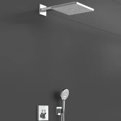 Colonne de douche encastrée thermostatique HANSGROHE ShowerSelect Square chromé