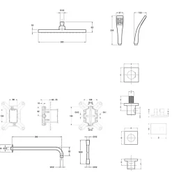 Colonne de douche encastrée thermostatique JACOB DELAFON Modulo tête carrée + nettoyant