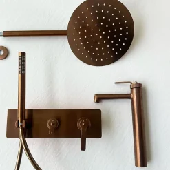 Colonne de douche encastrée mécanique cuivre brossé Essebagno Molette