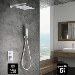 Colonne de Douche Encastrée Anti-Calcaire Blanc Mat IMEX DUBLIN GPE006/BL