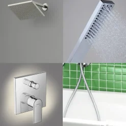Colonne de douche encastrée mécanique HANSGROHE Vernis Shape Flexible Isiflex Douchette PulsifyE chromé