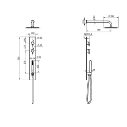 Colonne de douche encastrée thermostatique PURA noir mat
