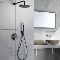 Colonne de Douche Encastrée Thermostatique Anti-Calcaire Black Gun Métal IMEX MONZA GTD038/BGM