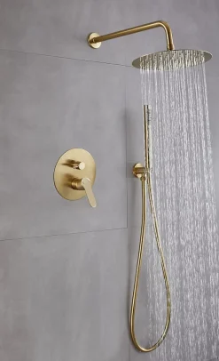 Colonne de douche encastrée mécanique laiton brossé, Edouard Rousseau Wall