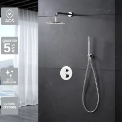 Colonne de Douche Encastrée Thermostatique Anti-Calcaire Chrome IMEX MONZA GTM039