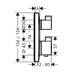 Colonne de douche encastrée thermostatique HANSGROHE Ecostat Square chromé