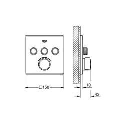 Colonne de douche encastrée thermostatique GROHE Grotherm SmartControl Douchette Euphoria Cube chromé
