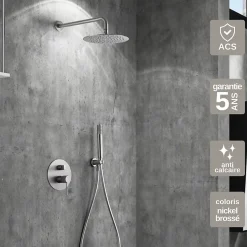Colonne de Douche Encastrée Anti-Calcaire Nickel Brossé IMEX LINE GPD038/NQ