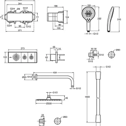 Colonne de douche encastrée thermostatique JACOB DELAFON Grands Boulevards ronde chromée