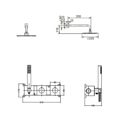Colonne de Douche Encastrée Thermostatique Anti-Calcaire Black Gun Métal IMEX TIBET GTT054/BGM