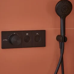 Colonne de douche encastrée thermostatique JACOB DELAFON Grands Boulevards ronde noire mate