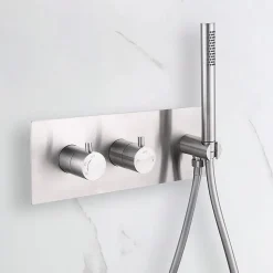 Colonne de douche encastrée thermostatique CORPOSA acier brossé