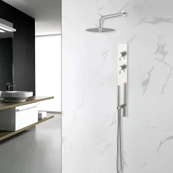 Colonne de douche encastrée thermostatique PURA acier brossé