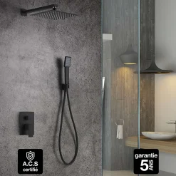Colonne de Douche Encastrée Anti-Calcaire Noir Mat IMEX DUBLIN GPE006/NG