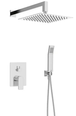 Colonne de douche encastrée mécanique carrée chrome, Edouard Rousseau Wall