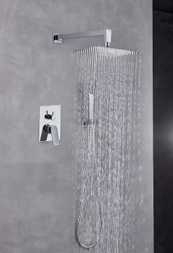 Colonne de douche encastrée mécanique carrée chrome, Edouard Rousseau Wall