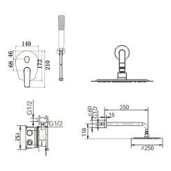 Colonne de Douche Encastrée Anti-Calcaire Acier Inoxydable IMEX DELOS GPD055/AC