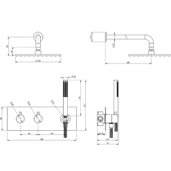 Colonne de douche encastrée thermostatique CORPOSA noir mat