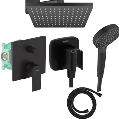 Colonne de douche encastrée mécanique HANSGROHE Vernis Shape Douche de tête Vernis Shape Flexible Isiflex Douchette Vernis noir