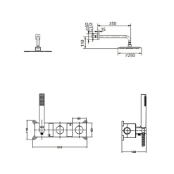 Colonne de Douche Encastrée Thermostatique Anti-Calcaire Noir Mat IMEX TIBET GTT054/NG