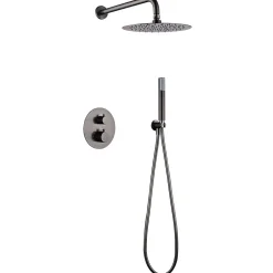 Colonne de Douche Encastrée Thermostatique Anti-Calcaire Black Gun Métal IMEX MONZA GTM039/BGM
