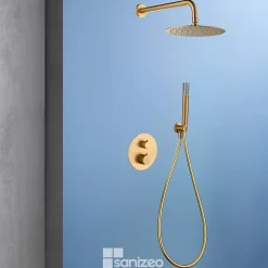 Colonne de Douche Encastrée Thermostatique Anti-Calcaire Or Brossé IMEX GENOVA GTG053/OC