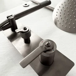 Colonne de douche encastrée mécanique façon inox Essebagno Molette