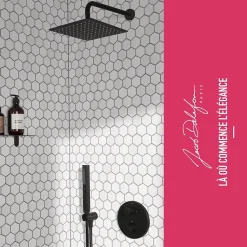 Colonne de douche encastrée thermostatique JACOB DELAFON Metro carré noir mat