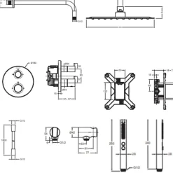 Colonne de douche encastrée thermostatique JACOB DELAFON Metro carré noir mat