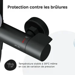 Colonne de douche et bain baignoire thermostatique Système de douche avec mitigeur thermostatique Noir, F07XA422 X-Joy AM.PM