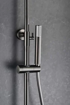 Colonne de douche externe CURVED Mitigeur monocommande Canon de fusilChroméNoir matCanon de fusilOr brosséOr rose brossé Colonne