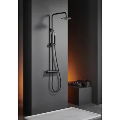 Colonne de douche externe CURVED Mitigeur monocommande Canon de fusilChroméNoir matCanon de fusilOr brosséOr rose brossé Colonne