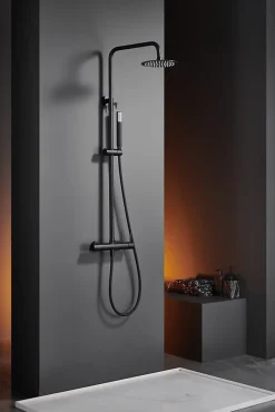 Colonne de douche externe CURVED Mitigeur monocommande Noir (mat)ChroméNoir matCanon de fusilOr brosséOr rose brossé Colonne de d