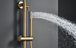 Colonne de douche externe CURVED Mitigeur monocommande Or brosséChroméNoir matCanon de fusilOr brosséOr rose brossé Colonne de do