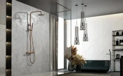 Colonne de douche externe CURVED Mitigeur monocommande Or rose brosséChroméNoir matCanon de fusilOr brosséOr rose brossé Colonne