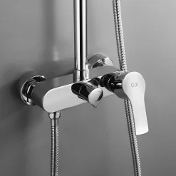 Colonne de douche extra-longue monocommande, carrée, 100-150 cm, finition chrome poli, en laiton Kibath