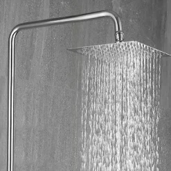 Colonne de douche extra-longue monocommande, carrée, 100-150 cm, finition chrome poli, en laiton Kibath