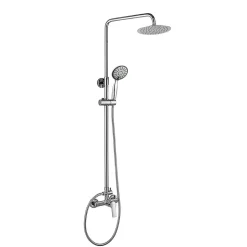 Colonne de douche extra-longue SIX ronde monocommande, 100-150 cm, finition chrome poli, en laiton Kibath