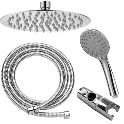 Colonne de douche extra-longue SIX ronde monocommande, 100-150 cm, finition chrome poli, en laiton Kibath