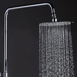 Colonne de douche extra-longue SIX ronde monocommande, 100-150 cm, finition chrome poli, en laiton Kibath