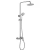 Colonne de douche extra-longue monocommande DUA ronde, 100-150 cm, finition chrome poli, en laiton Kibath